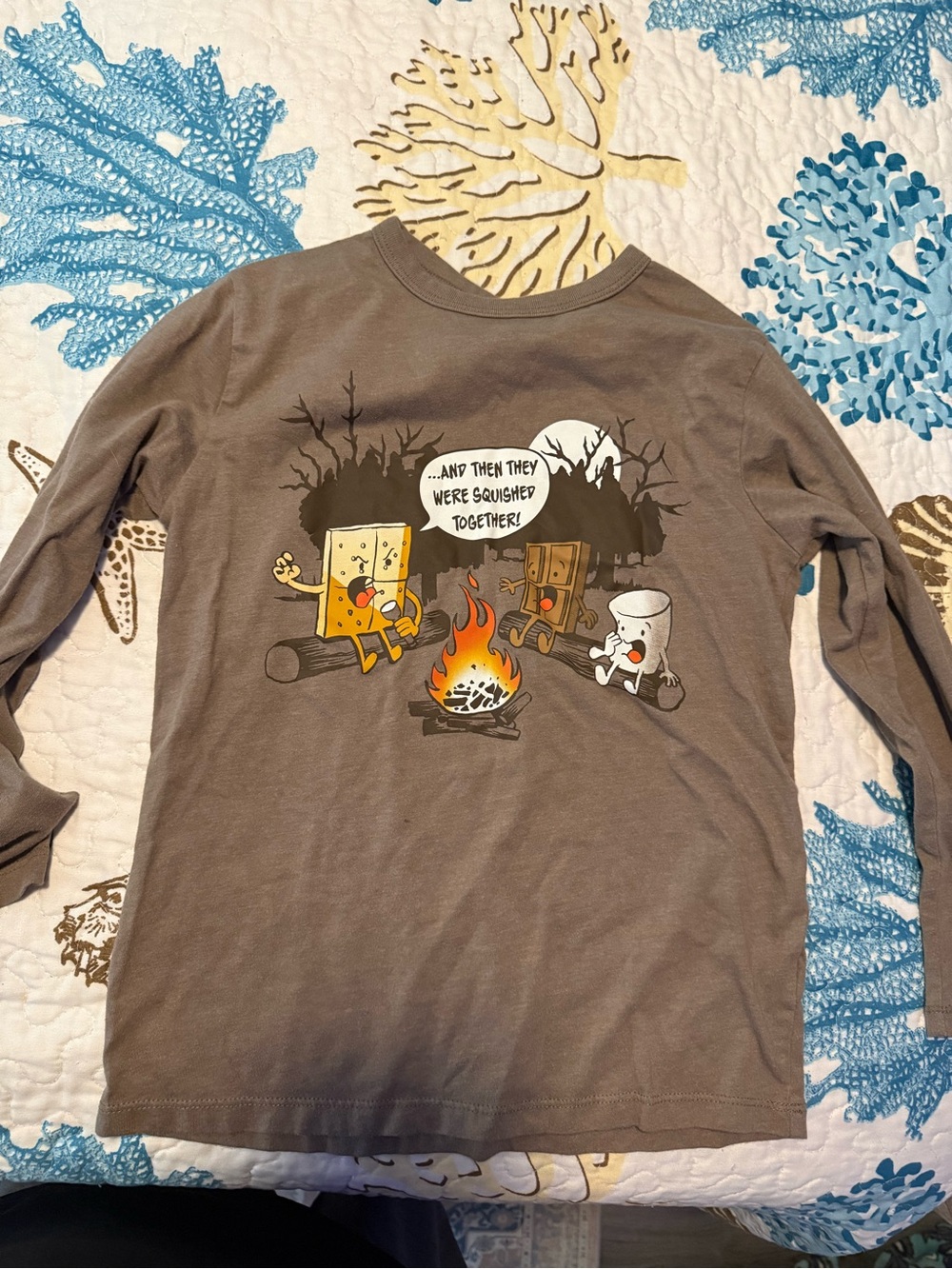 The Children's Place Brown Long-Sleeve Tee with Campfire S'mores Graphic